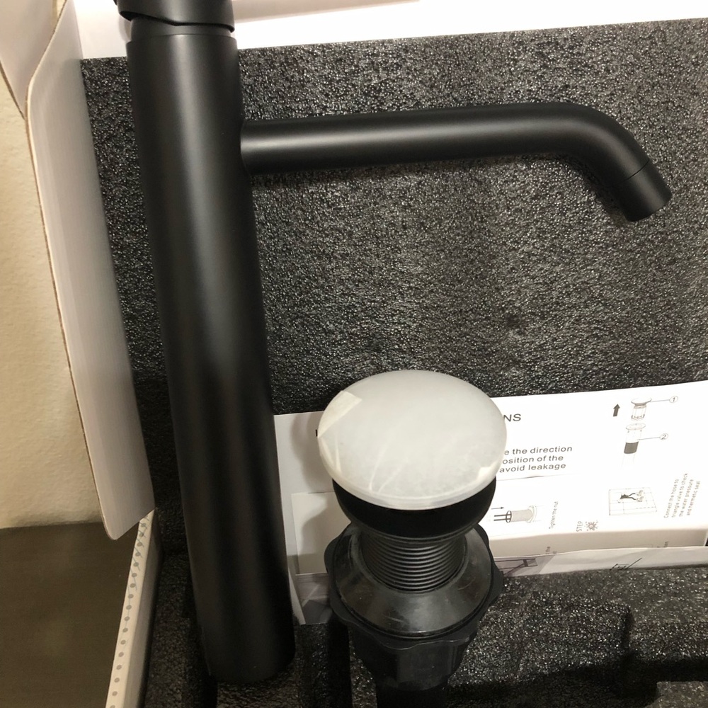 Matte Black Single-Handle Bathroom Faucet with Pop-Up Drain